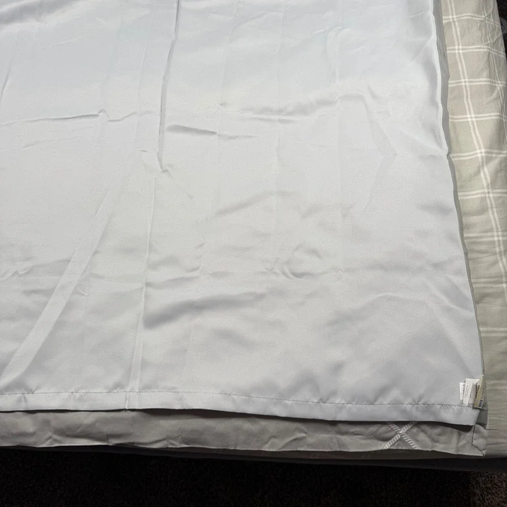 Pottery Barn Kids Gray White Rope Lattice Blackout Curtain Panel 44x96 Cotton